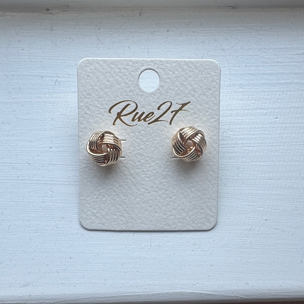 Gold Knot Stud Earrings